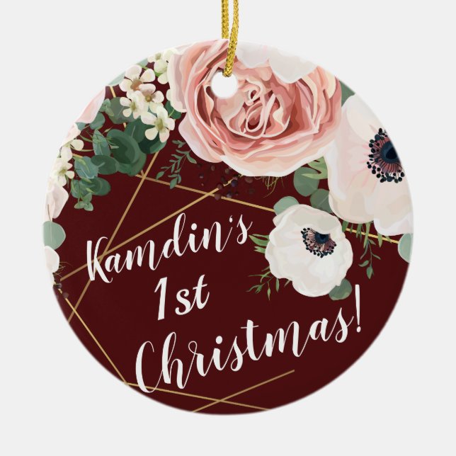 Personalised XMAS Ornament Geometric Garden Wine (Front)