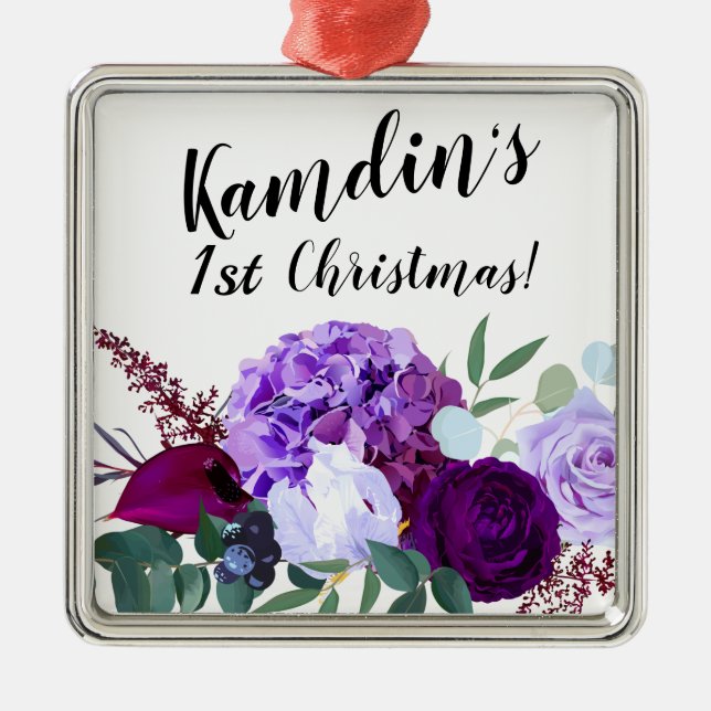 Personalised XMAS Ornament Lavender Hibiscus on (Front)