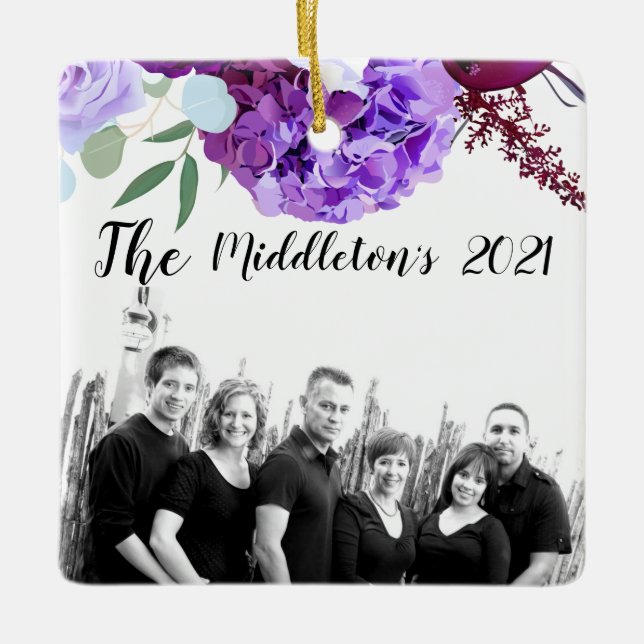 Personalised XMAS Ornament Lavender Hibiscus on Wh (Front)