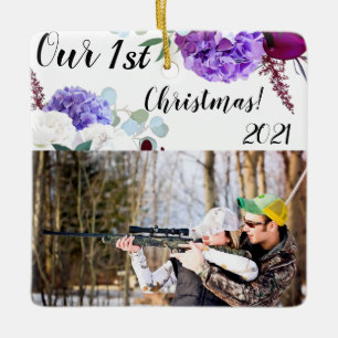 Personalised XMAS Ornament Lavender Hibiscus on Wh