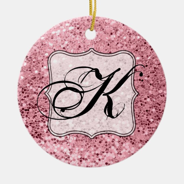 Personalised XMAS Ornament Rose Gold Glitter (Front)