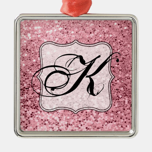 Personalised XMAS Ornament Rose Gold Glitter (Front)