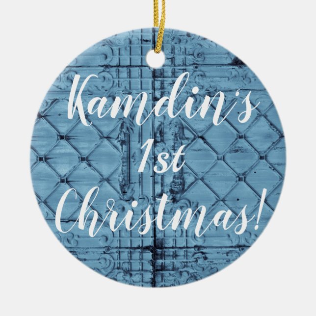 Personalised XMAS Ornament Rustic Tin Panel Ceilin (Front)