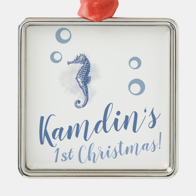 Personalised XMAS Ornament Seahorse Ocean Beach (Front)