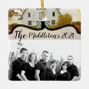 Personalised XMAS Ornament Sunset Barn Country Rus