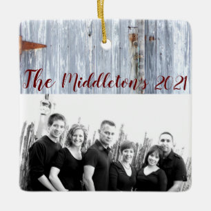 Personalised XMAS Ornament White Wash Wood Barn Do