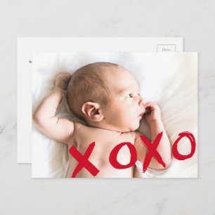 Personalised XOXO Valentine's Baby photo Announcement Postcard