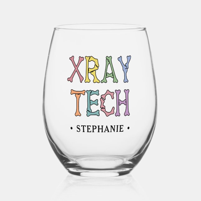 Personalised Xray Tech X-ray Technologist Stemless Wine Glass (Front)