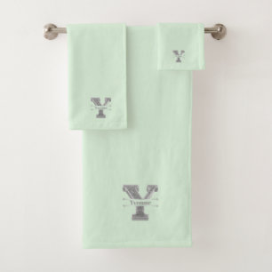 Personalised Y Initial Silver Monogram Your Name B Bath Towel Set