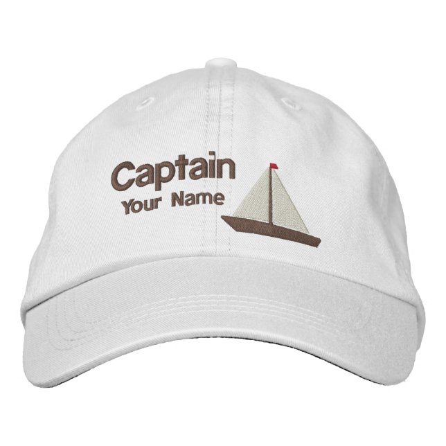 Personalised Yacht Captain Embroidered Hat (Front)