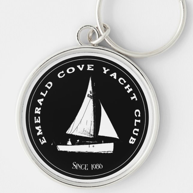 Personalised yacht club. Custom sail sailing boat Key Ring (Front)