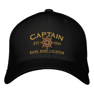 Personalised YEAR and Names Captain Wheel Embroidered Hat