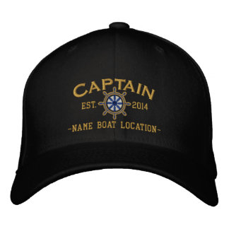 Personalised YEAR and Names Captain Wheel Embroidered Hat