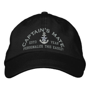 Personalised YEAR and Names Captain's Mate Silver Embroidered Hat