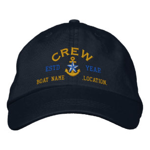 Personalised YEAR and Names Crew Star Anchor Embroidered Hat