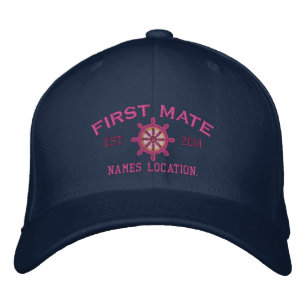 Personalised YEAR and Names First Mate Wheel Embroidered Hat