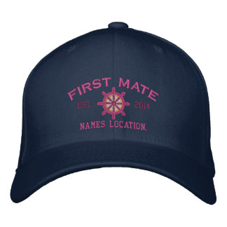 Personalised YEAR and Names First Mate Wheel Embroidered Hat