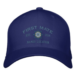 Personalised YEAR and Names First Mate Wheel Embroidered Hat