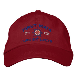 Personalised YEAR and Names First Mate Wheel Embroidered Hat