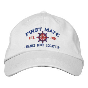 Personalised YEAR and Names First Mate Wheel Embroidered Hat