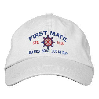 Personalised YEAR and Names First Mate Wheel Embroidered Hat