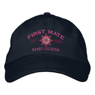 Personalised YEAR and Names First Mate Wheel Embroidered Hat