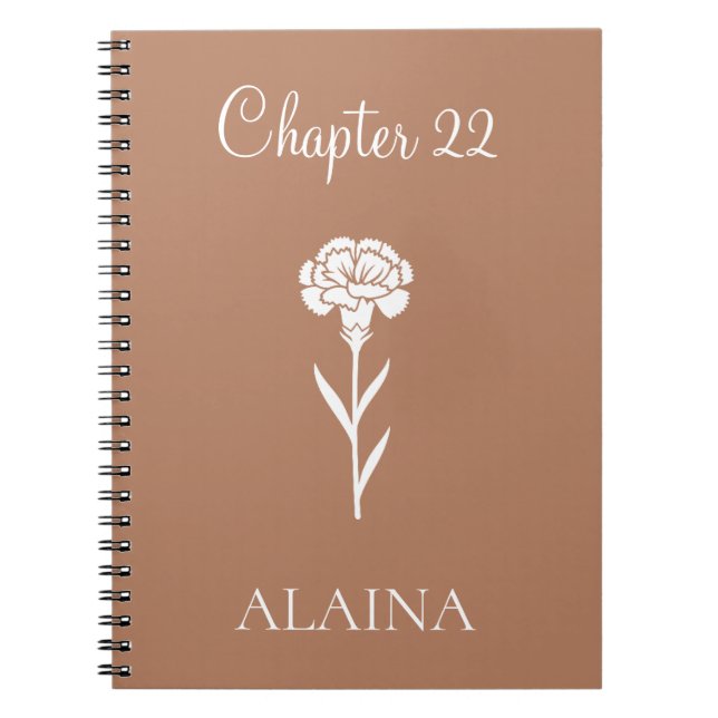 Personalised Year Carnation January Birth Flower  Notebook (Front)