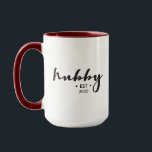 Personalised Year Modern Script Hubby Mug<br><div class="desc">Customised this two-toned mug with your established anniversary year for "Hubby". Elegant script with personalised text makes a thoughtful gift.</div>