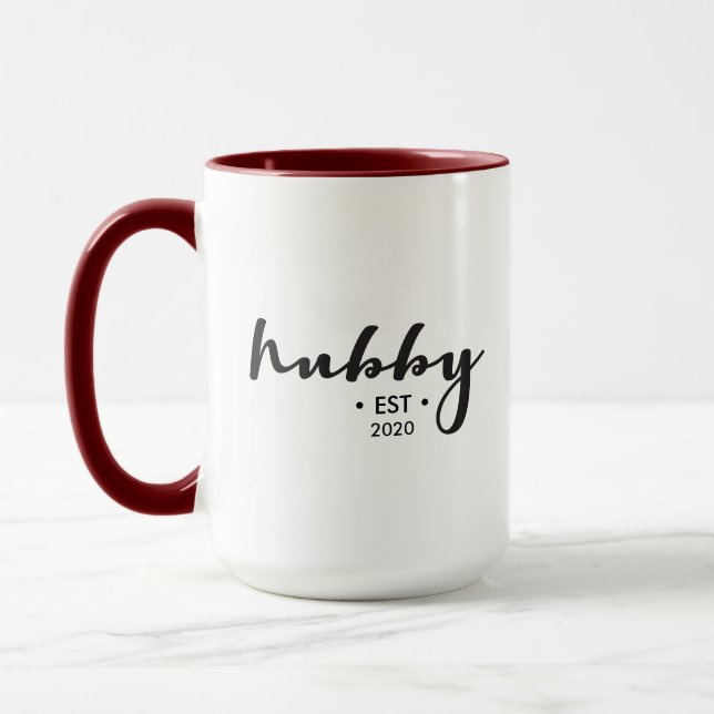Personalised Year Modern Script Hubby Mug (Left)