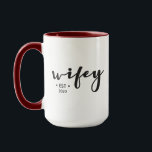 Personalised Year Modern Script Wifey Mug<br><div class="desc">Customised this two toned mug with your established anniversary year for "Wifey". Elegant script with personalised text makes a thoughtful gift.</div>