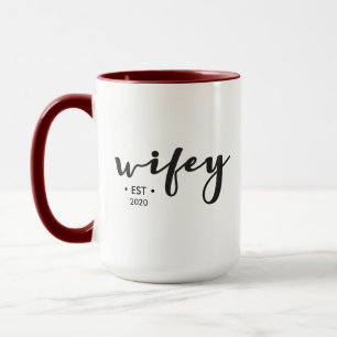 Personalised Year Modern Script Wifey Mug