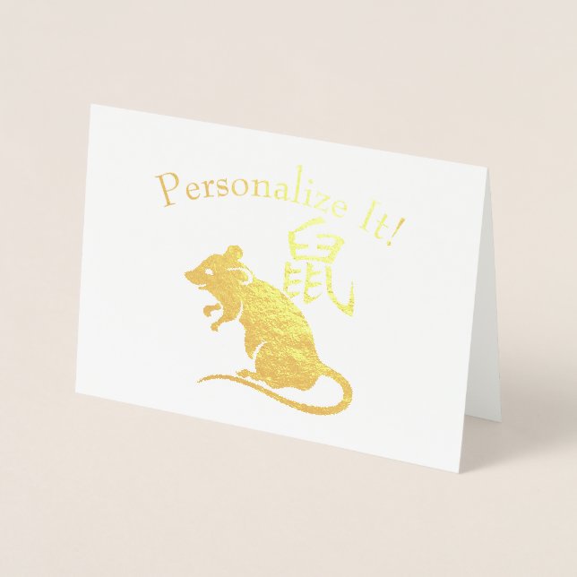 Personalised Year Of The Rat Foil Card (Front)