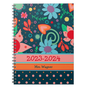 Personalised Year Teacher Cheerful Pretty Floral Notebook