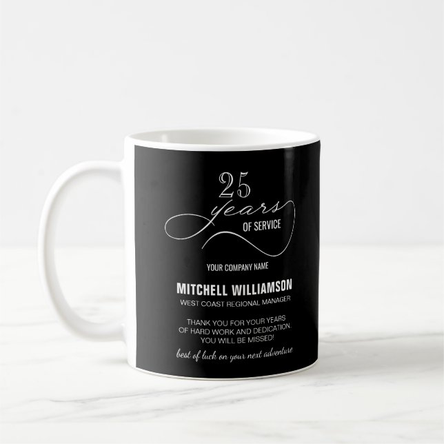 Personalised Years of Service Retirement Keepsake Coffee Mug (Left)