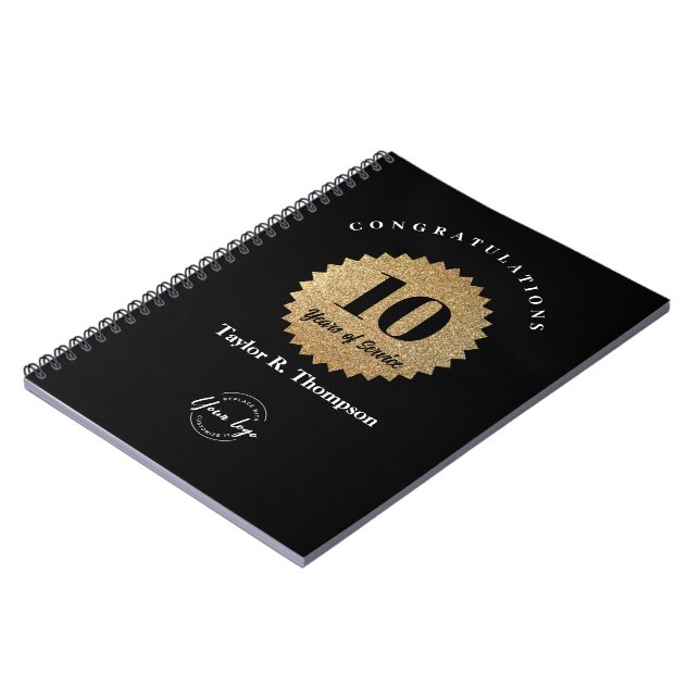 Personalised Years of Service Staff Appreciation Notebook (Left Side)