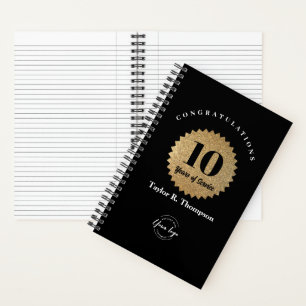 Personalised Years of Service Staff Appreciation Notebook
