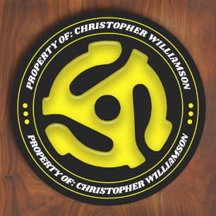 Personalised Yellow 45 Record Insert Classic Round Sticker