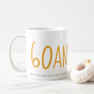 Personalised Yellow 60 Sassy 60th Birthday Gift Coffee Mug