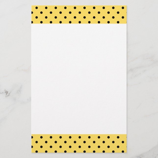 Personalised Yellow and Black Polka Dot Pattern Stationery (Front)