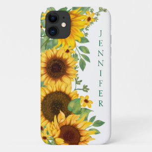 Personalised Yellow and Green Sunflower Bouquet iPhone 11 Case