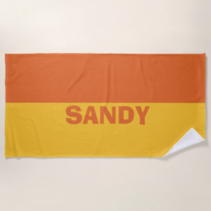 Personalised yellow and orange beach towel