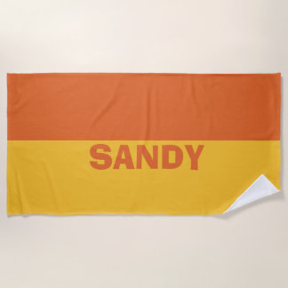 Personalised yellow and orange  beach towel