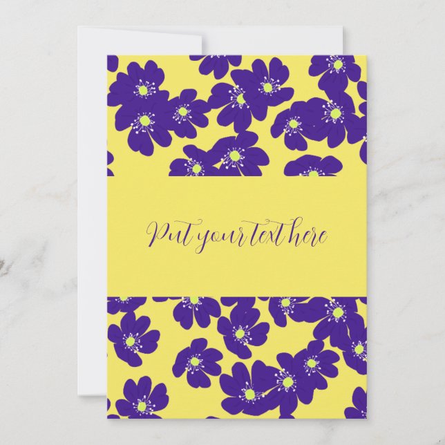 Personalised yellow and purple flower invitation (Front)