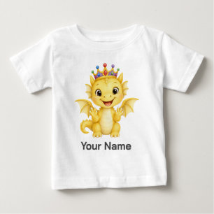 Personalised Yellow Baby Dragon Wearing Crown Kids T-Shirt