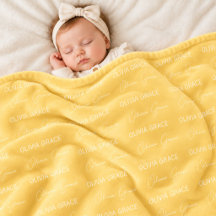 Personalised Yellow Baby Name Nursery Blanket
