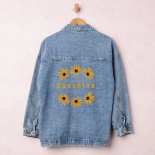 Personalised Yellow Black Eyed Susan Floral Denim Jacket