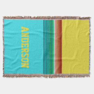 Personalised Yellow Blue Multicolor Stripe Pattern Throw Blanket