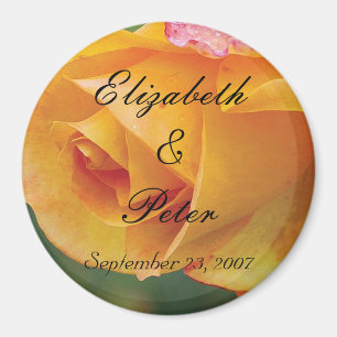 Personalised Yellow Blushing Rose Wedding Magnet
