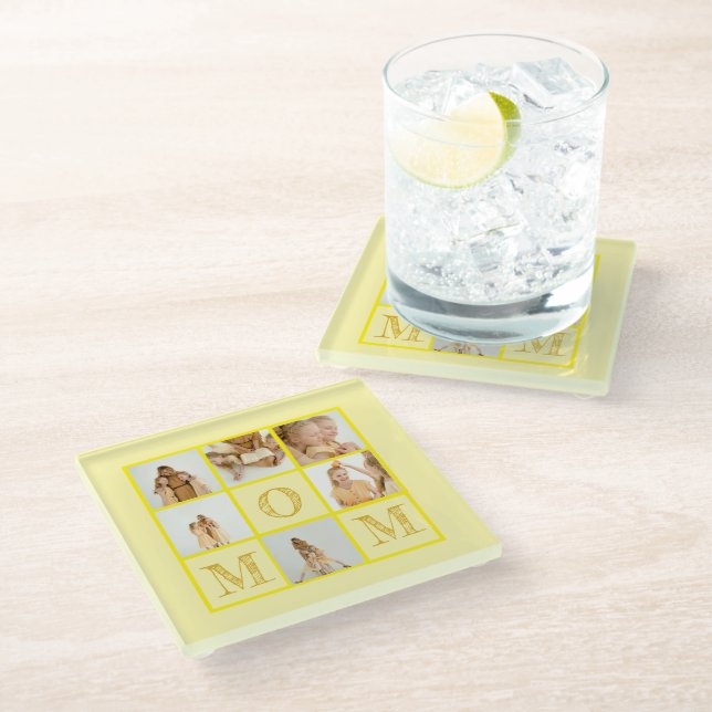 Personalised Yellow Coaster – Custom Photo & Text (Angled)