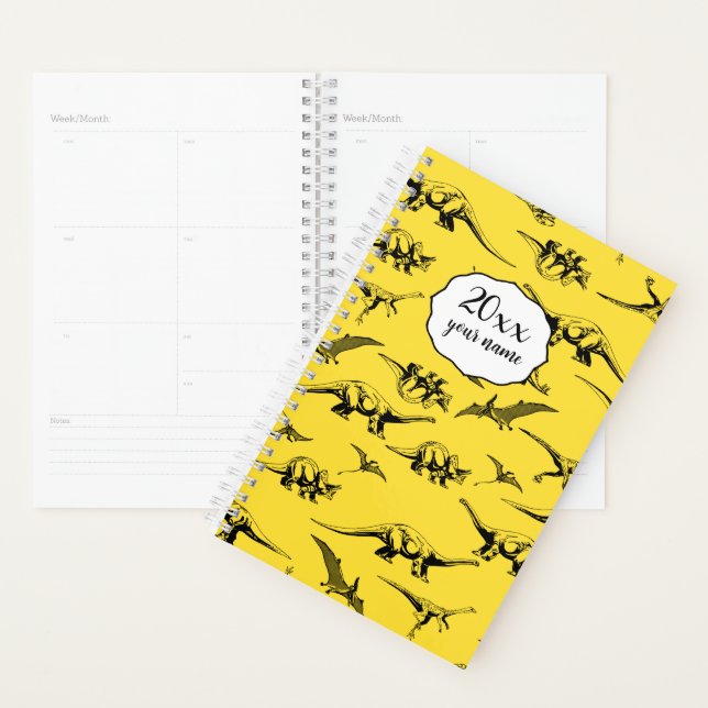 Personalised Yellow Dinosaur Planner for Kids (Display)